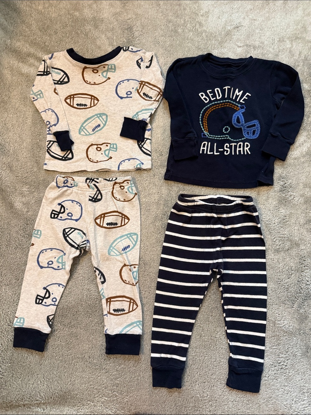 Carter's Navy & gray Football Pajama Set - 4 Pieces